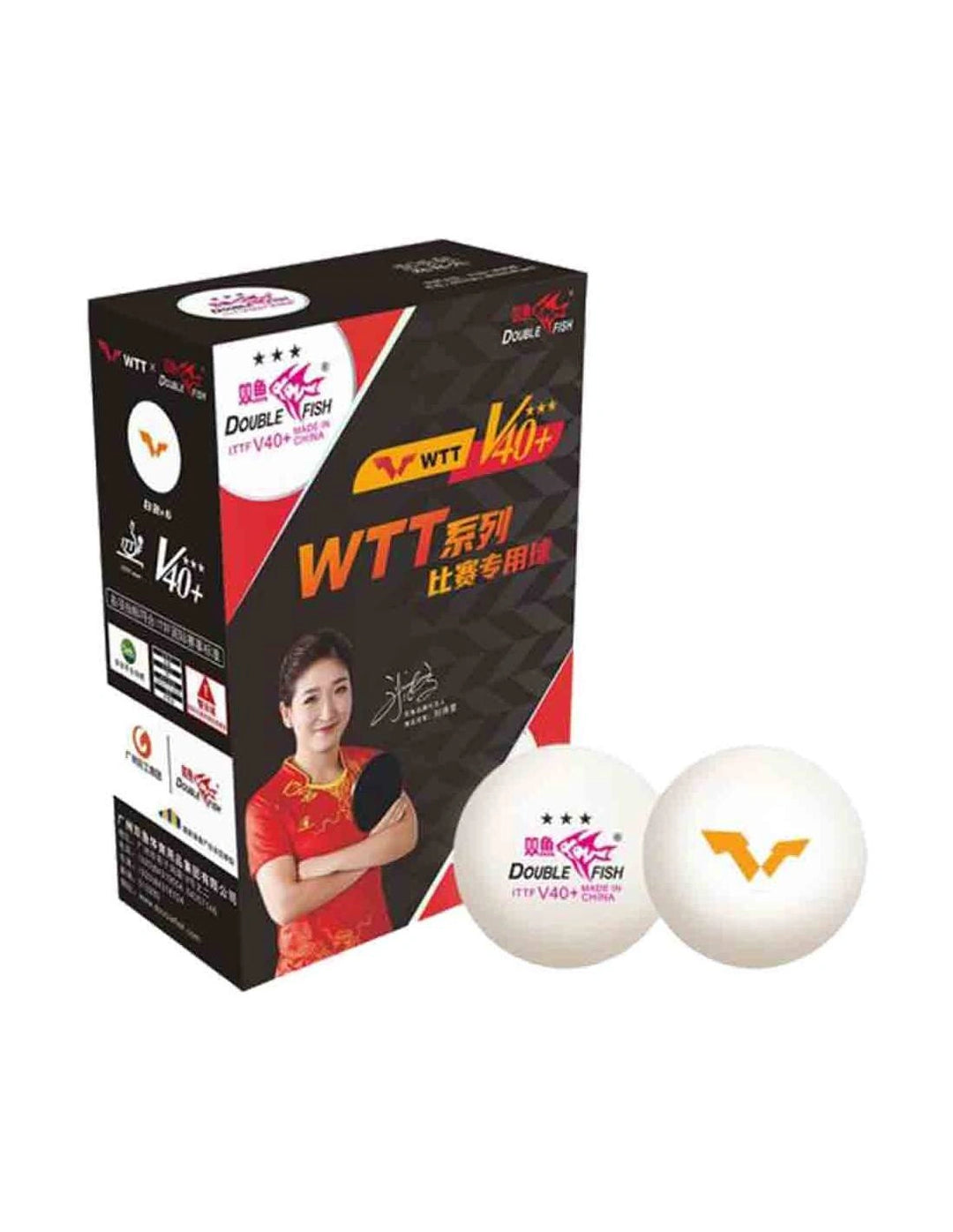 Double Fish V40+ 3 Star WTT ITTF 6 Balls (seam)